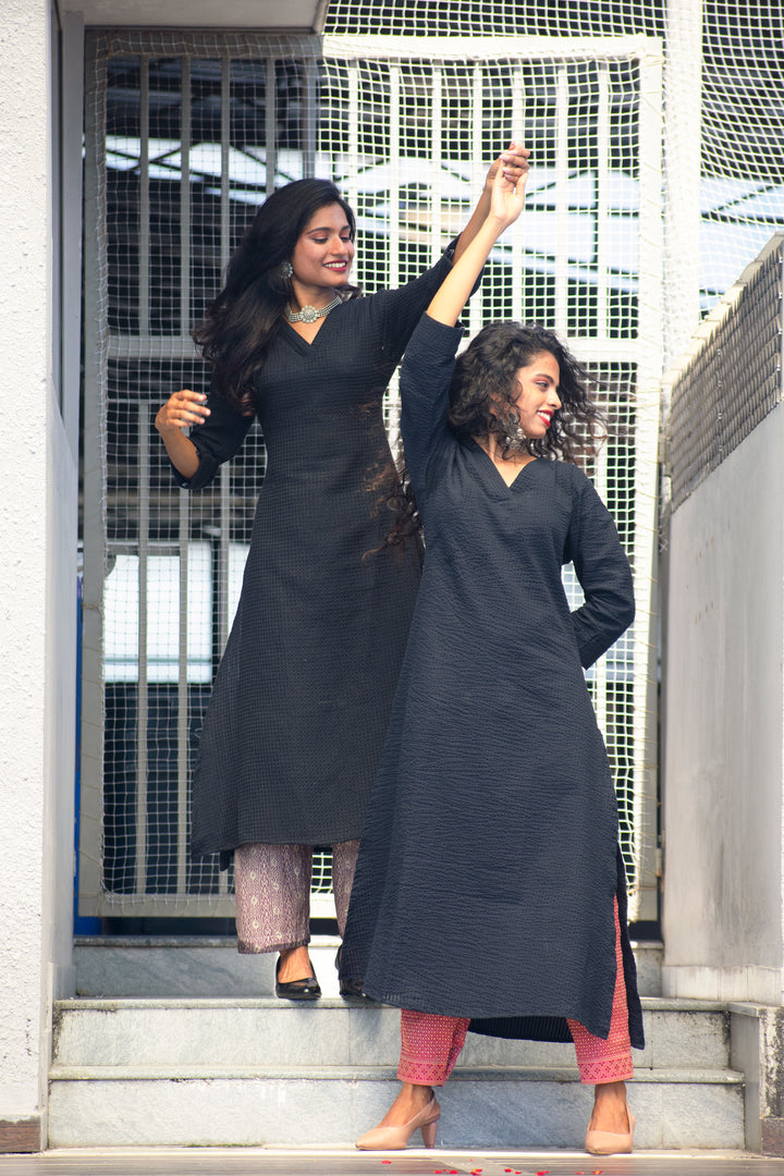 BLACK COTTON KURTA 2