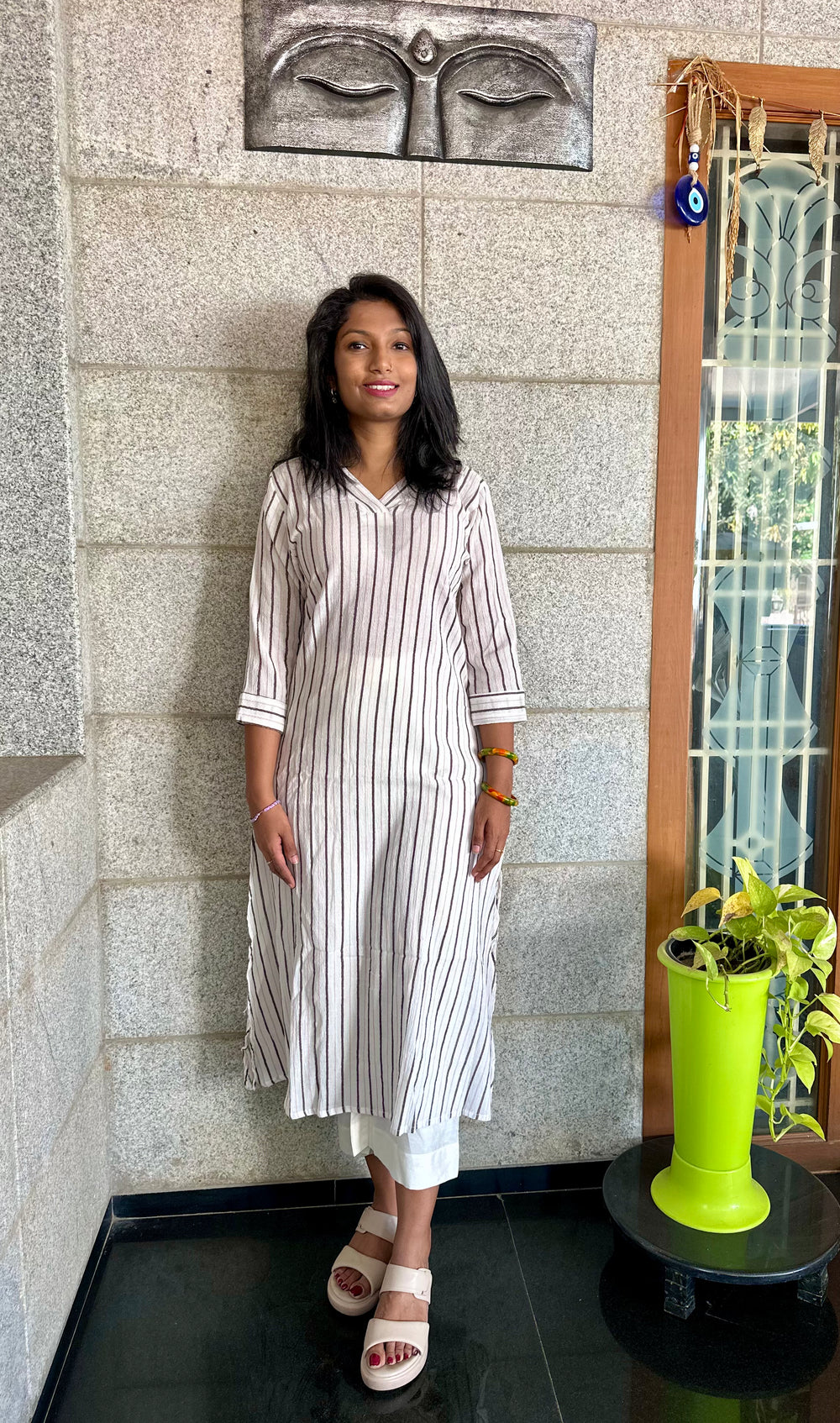 BLANC BANDE- KURTA
