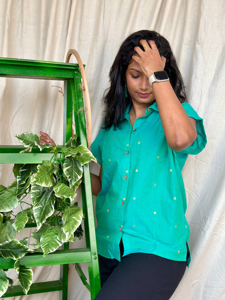 HANDLOOM COTTON SHIRT BLUE 