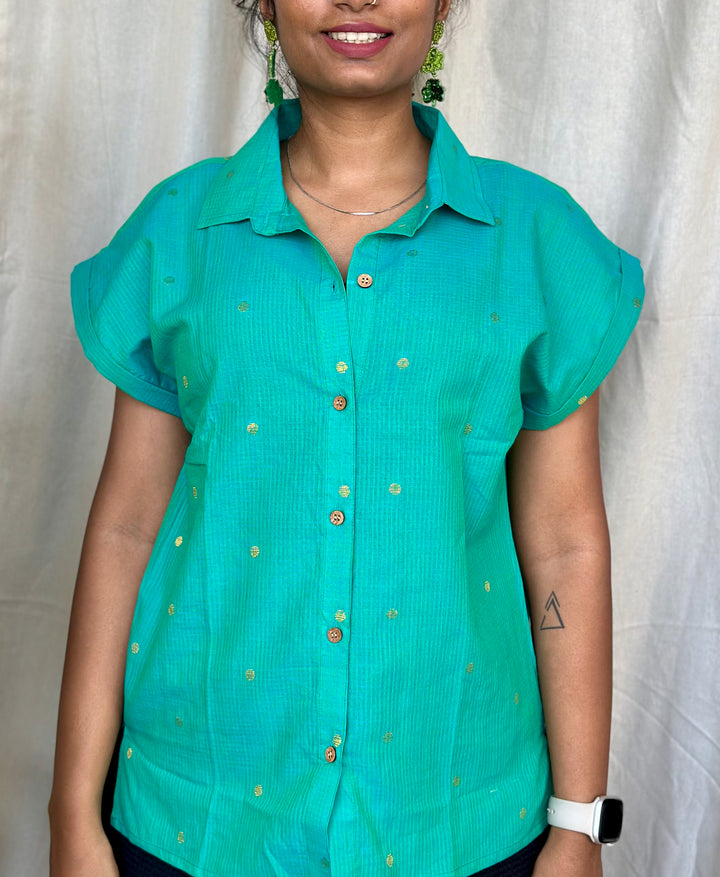 HANDLOOM COTTON SHIRT BLUE 1