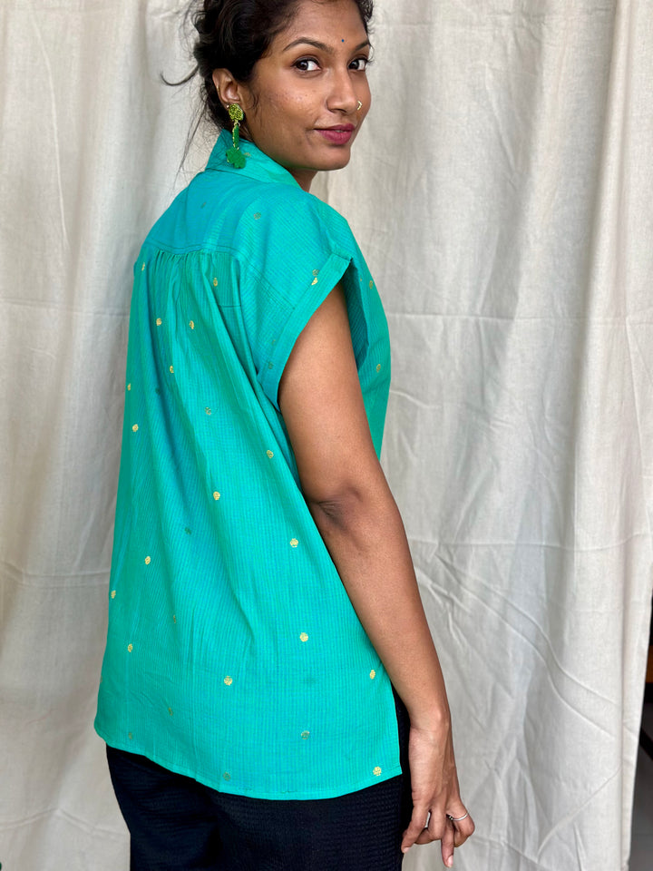 HANDLOOM COTTON SHIRT BLUE 2