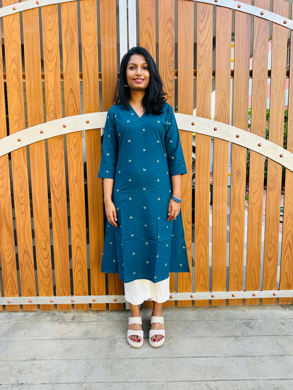 HANDLOOM COTTON TEAL KURTA