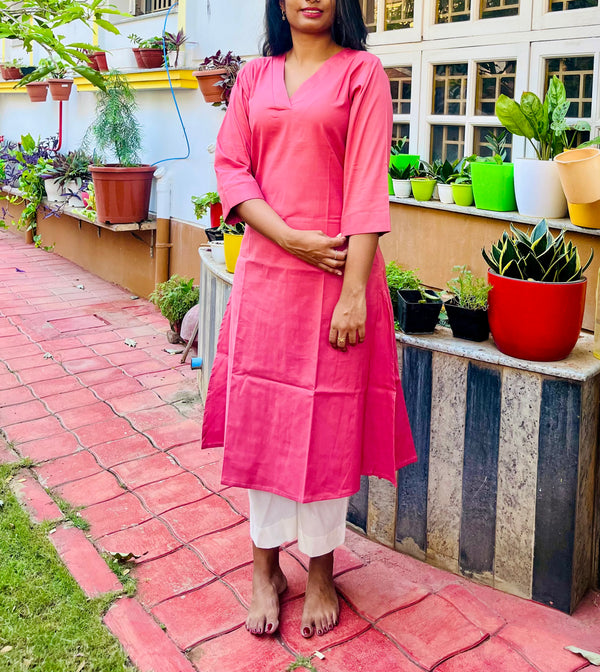 PEACH COTTON KURTA