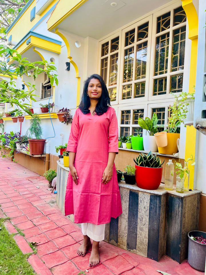 PEACH COTTON KURTA3