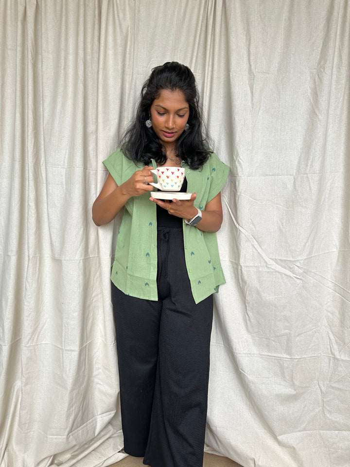 PISTA GREEN HANDLOOM SHIRT