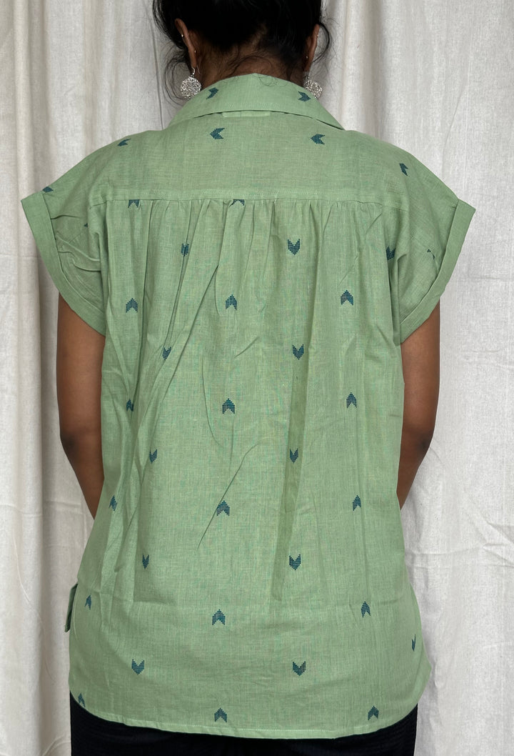 PISTA GREEN HANDLOOM SHIRT1