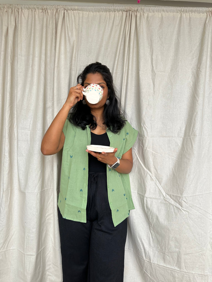 PISTA GREEN HANDLOOM SHIRT3