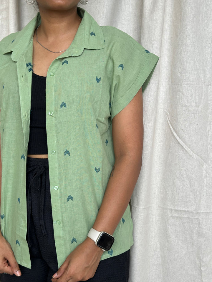 PISTA GREEN HANDLOOM SHIRT4