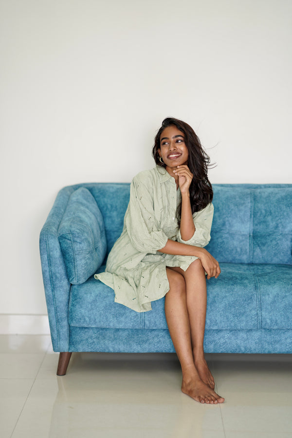 Mint Green Broderie Shirt Dress