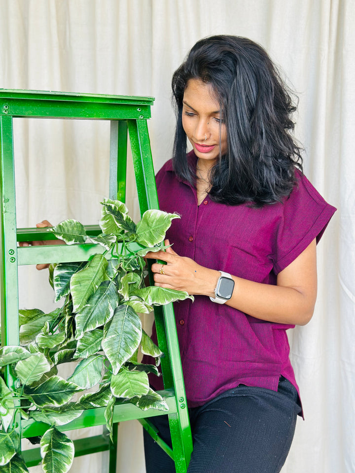 WINE HANDLOOM SHIRT